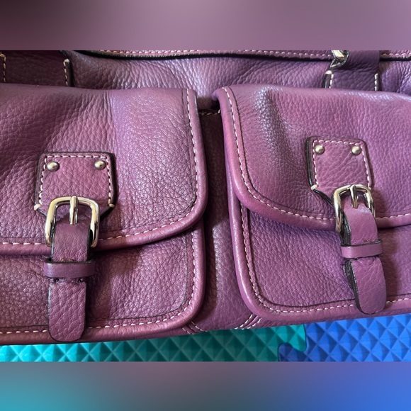 Fossil Y2K Pebbled Genuine Leather Purple Sz M Handbag - Picture 6 of 11